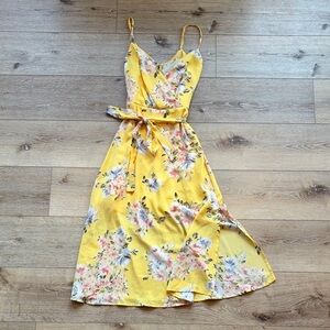 Miami Yellow Floral Midi Dress